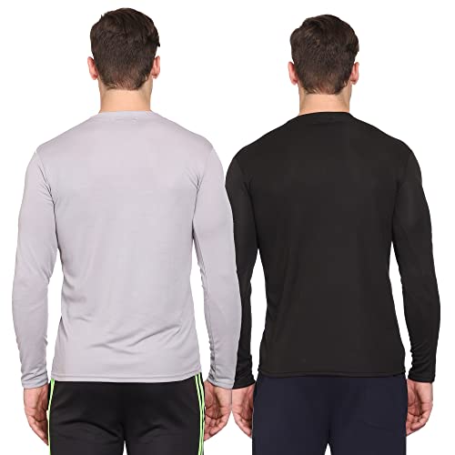Image of TQH Full Sleeve T Shirt for Men | Pack of 2 T-Shirt for Man Full Sleeve | Gym Workout | Men's Tshirts | Slim Fit Polyester Round Neck Solid Sports T-Shirts for Running Training Casual Wear