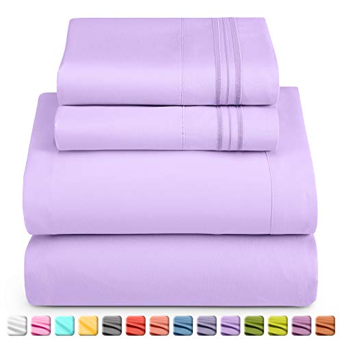 Image of Nestl Full Bed Sheet Set - Lavender - 4-Piece Deep Pocket | Instantly Soft, Night-One Ready (No Wash Required). Fits 16-Inch Deep Pockets, 360-Degree Elastic Grip