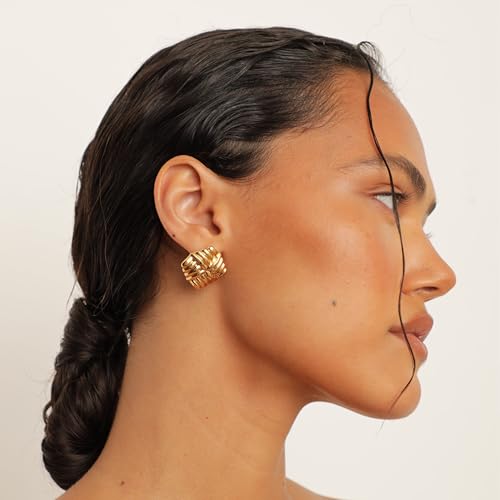 Wind Gold Statement Earrings – 18K Gold-Plated Sculptural Post and Back Earrings – Lightweight– Modern Abstract Design – Statement Jewelry by Heaven Mayhem3