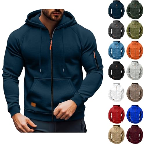 Cargo Hoodies for Men 2025 Tactical Sweatshirt Zip Up Pullover Long Sleeve Workout Gym Hiking Sweatshirts