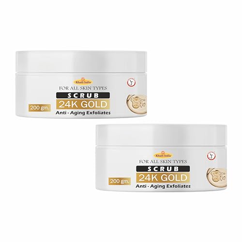 Image of Khadi 100% Pure & Herbal 24K Gold Scrub - Radiance Boosting Face & Body Exfoliator with Natural Ingredients - 400g