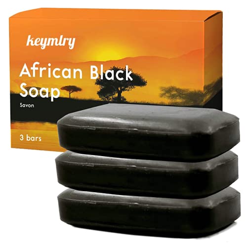 African Black Soap Acne Problematic Skin Organic Ingredients Luxurious Texture Triple Milled Bar Soap Moisturizing Shea Butter Natural Vegan Body & Face Soap Men-Women 12 oz Total