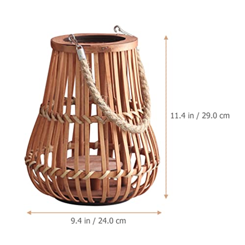 OSALADI Hanging Candle Lanterns Wicker Candle Holder Decorative Light Bulb Pendant Lamp Shade Replacement Lamp Cover Garden Lantern Pendant Vintage Lantern Household Ornaments Bamboo