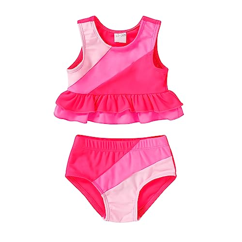 Image of YOUNGER TREE Toddler Baby Girls Summer Swimsuit Sleeveless Striped Swimwear Two-Piece Suit Beach Bikini