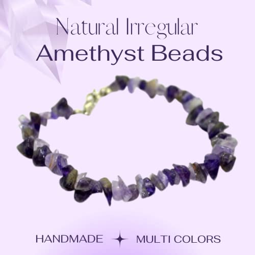 Seasons Queen Raw Amethyst Bracelet Natural Gemstone Bracelet Physical Healing Rough Bracelet, Chakra Crystals Bracelet, Birthstone Bracelet, Energy Bracelet #TOP1