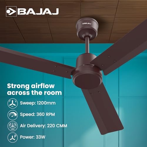 Image of Bajaj Classico Sleek 5S 1200MM(48) BLDC Ceiling Fan with Remote|BEE 5 Star Rated Energy Efficient|Saves upto 57% on electricity bills|Sleek Compact Design|High Air Delivery|2Yr Warranty|Red Walnut