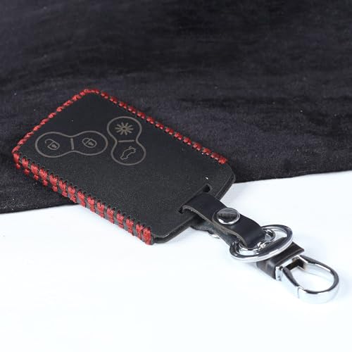 Image of Leather Car Key Cover Case for Renault Megane (Black)