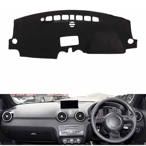 AHDHAJAQ Alfombrilla Protectora Salpicadero De Coche, para Audi A1 2008-2018 Salpicadero Cubierta Protectora Antideslizante, Interiores para Consola Central,A/LHD(Black)