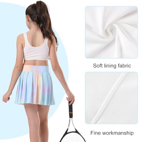 Image of Bezioner Girls Tennis Skirt A-Line Pleated Skirt with Shorts Pocket Uniform Skort for Golf Athletic Cheerleading