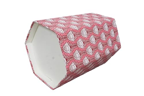 Image of Generic 3.3 Gallon Cotton Hand Block Printed Paper Waste Basket |Small Decorative Trash Can for Housewarming Gifts in Living Room, Bedroom, Bathroom | Eco-Friendly, Plastic-Free (1, PINK LOTS)