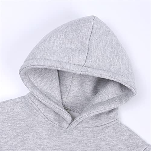 Big Hood Hoodie Solid Casual Fleece Liner Long Sleeve Pullover Toddler Boy Girl Warm Sweatshirt with (Grey, 6-7 Years)3