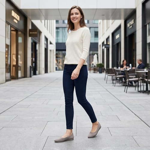 Image of Buyrew Women's Ballet Flats Pointed Toe Dress Shoes Mesh Slip On Loafers with Arch Support for Office and Casual