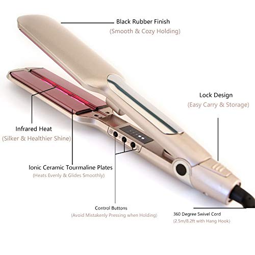 Plancha para cabello 2 en 1 con control de temperatura LED, placas de cerámica y voltaje universal 110-240V miniatura 2