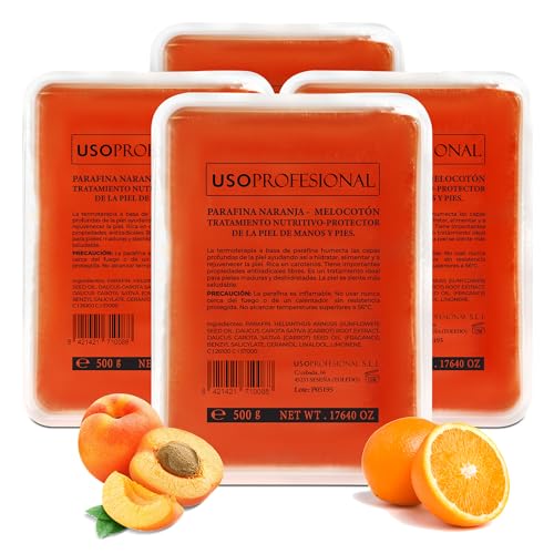 2000g Paraffine Orange et Pêche pour Soins Esthétiques et Thérapeutiques – Bain de Paraffine Professionnelle pour les Mains et les Pieds