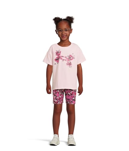 Image of Under Armour Girls' 2-piece Short Sleeve Tee and Shorts Set, Lightweight and Comfortable