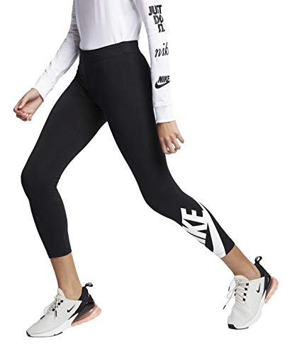Nike Women's Sportswear Just Do It Leggings (Black/Sportswear Logo, Small)