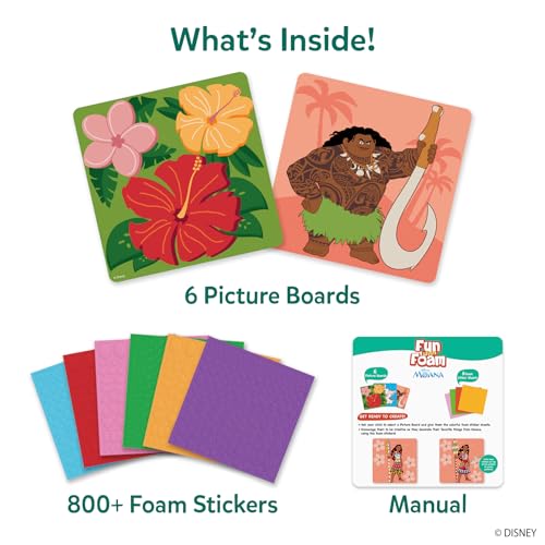 Image of Skillmatics Fun with Foam - Disney Moana, Art & Craft Kit, Gift for Kids | 3D Foam Stickers, Mess-Free Fun for Girls & Boys, Fans of Moana, Maui, Simea DIY Felt Craft Kits for Ages 3, 4, 5, 6, 7