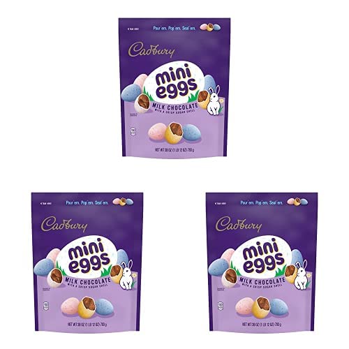 CadburyMINI EGGS Milk Chocolate with a Crisp Sugar Shell Candy, Easter, 28 oz Resealable Bag (Pack of 3)