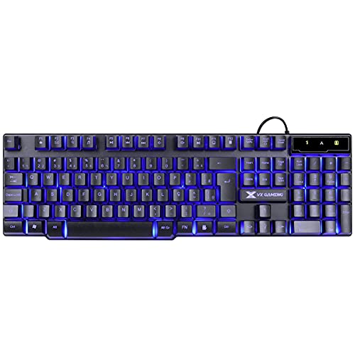 TECLADO GAMER VX GAMING HYDRA 107 TECLAS + 12 MULTIMÍDIA COM LED AZUL SENSACAO TECLA MECANICA – GT70