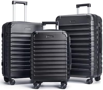 LIGHT FLIGHT Luggage Sets, 3 Piece Durable Suitcase Set with Spin...