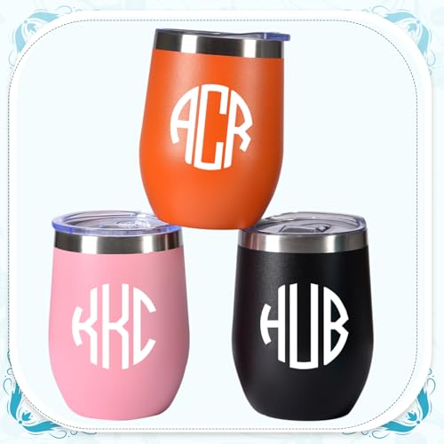 Image of 6 Sheets UV DTF Cup Wrap Letters Personalized Circle Monogram Vinyl Name Decals for 14-40oz Tumblers Waterproof Stickers for Tumbler Cup Glass Cups Laptop