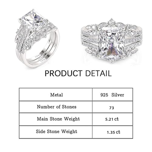 Jeulia 5.2CT Sterling Silver Interchangeable Wedding Ring Set | 2-PC CZ Enhancer Bands for Engagement Stacking | Anniversary Valentine's Gift for Bride, Wife with Gift Box2