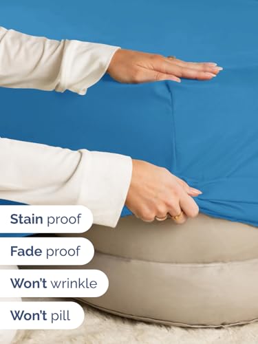 Image of Deep Twin XL Fitted Sheet - College Dorm Room Essentials - Denim Blue | Easily Fits 18 inch to 24 inch Mattress, Wrinkle Resistant, Soft, Breathable & Comfy, Extra Deep Pockets Fitted Sheet