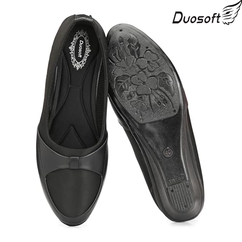 Image of Duosoft Women's Comfort Slip-On Loafers, Black Leather, Low Wedge Heel Bellies Dw-204-Brown