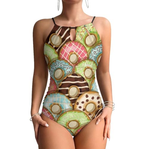 Maillot de bain contrôle ventre à motif beignets colorés