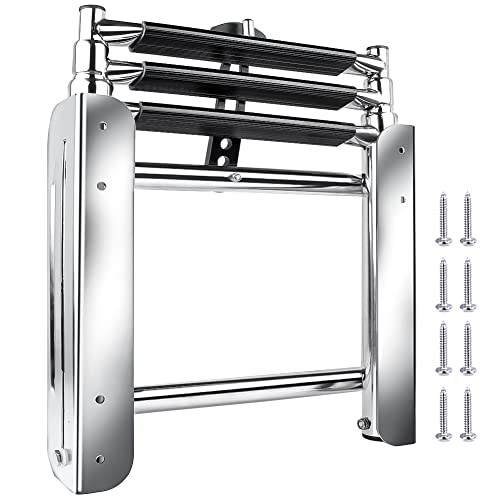 Pontoon Boat Ladder,3 Step Telescoping Ladder Under Platform Slide Mount Boat Boarding Ladder 316 Stainless Steel Heavy Duty Marine Ladder 600 Pound Capacity