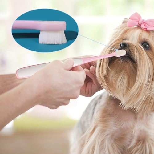 Image of Pet Toothbrush Set for Small Dogs and Cats, 4 Pack Micro Head with Soft Bristles