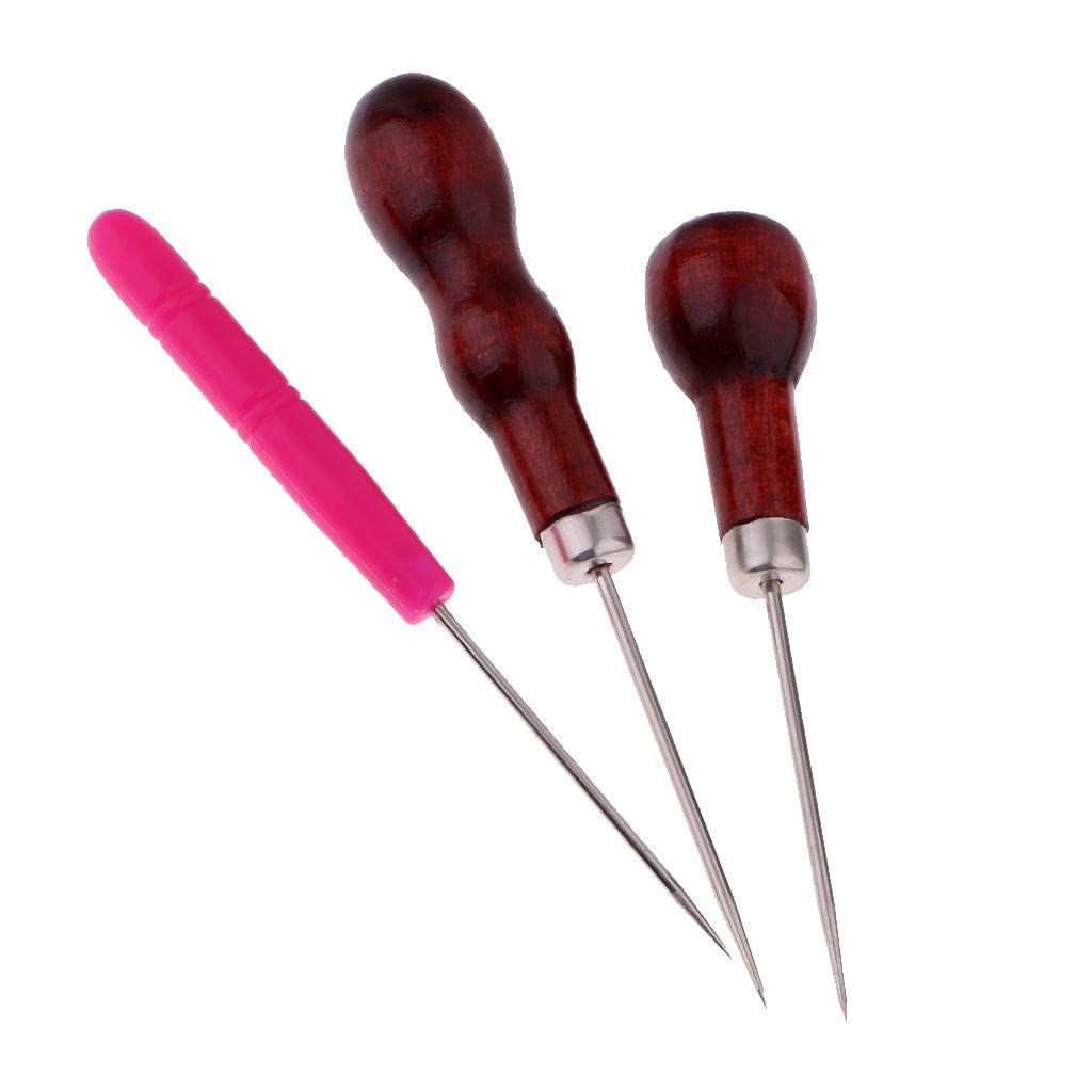 CALANDIS 3 Pieces Wooden/PVC Handle Awl Craft Punching Hole Tool Awl Repair Tools DIY | Other Leather Tools | Leathercraft Tools-image-8