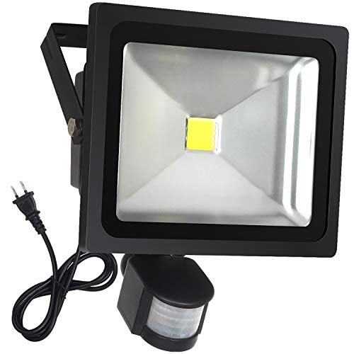 FAISHILAN Motion Sensor Flood Light 50W LED IP65 Waterproof Security Lights 6000K, 4000 Lumen, US 3-Plug Outdoor Wall Light