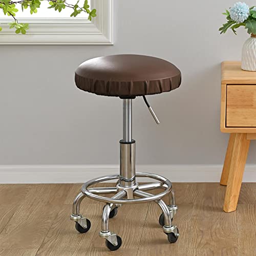 Gazechimp Stool Cover-Waterproof Stretchy Elastic Pu Leather, Stool Slipcover, Seat Cushion Sleeve- For Salon Home And Bar 14-18Inch, Brown, 35-45Cm Diameter #TOP4