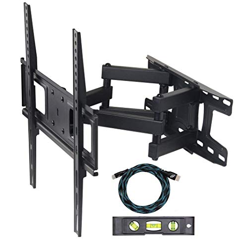 KECOBESTYEE Full Motion Articulating Dual Arm Tilt TV Wall Mount Bracket for 20-55 Inch LCD LED Plasma Flat Panel Screen VESA up to 400x400mm, 110lbs Weight Capacity, Includes HDMI Cable And Level