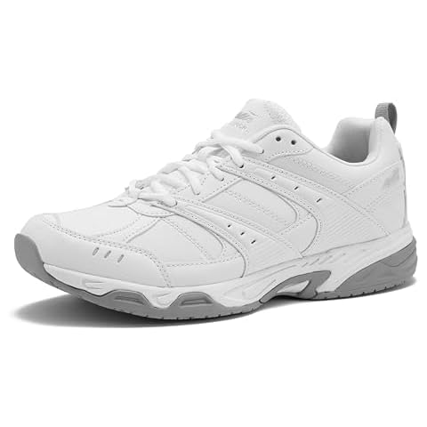 Avia Avi-Union II Non Slip Shoes for Men Food Service - Comfort Restaurant Work Men's Shoes, Slip Resistant Shoes for Men - White/Chrome Silver, 10.5 Medium Cover