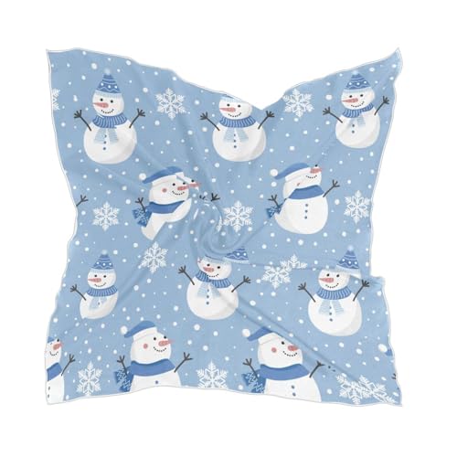 YETTASBIN Fashion Square Scarf for Women, Christmas Snowman Soft Lightweight Like Silk Head Scarf Breathable Hair Wraping Neckerchief Versatile Bandanas for Night Sleeping, 23.6