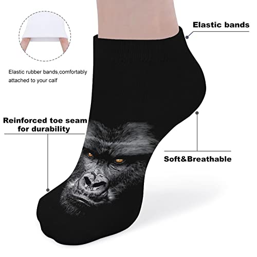 Mens Boys Ankle Low Cut No Show Socks Gorilla Face Funny Saying Colorful Crazy Cool Casual Sports Short Tab Socks Gift Black3