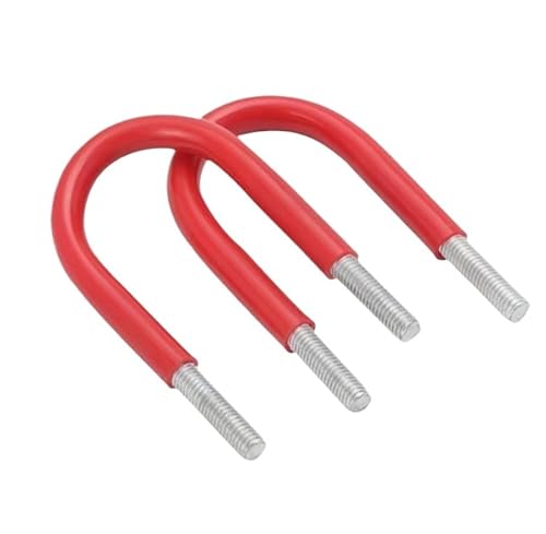 Uボルトブラケット5個、304ステンレススチールUネジ、プラスチックチューブ付きねじUパイプクランプ、丸型木製および金属オブジェクト留めM6 M8 M10 M12(M8 x 42)。