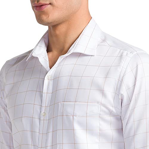 Image of Park Avenue Men's Pure Cotton Checks Pattern Slim Fit Semi Cutaway Collar Full Sleeve Formal Shirt