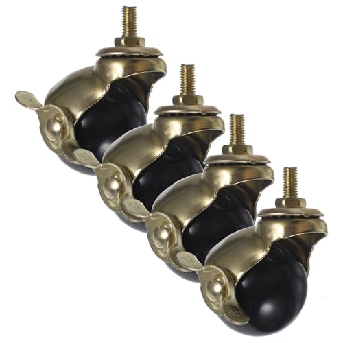 Roulettes pivotantes 2 pouces en PP doré avec frein pour chaise de bureau et chariot, lot de 4