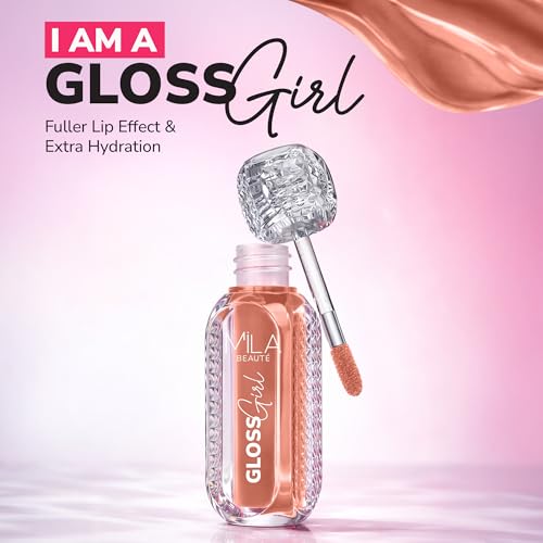 Image of Mila Beaute Gloss Girl Lip Gloss | Enriched With Mango Seed Butter & Hyaluronic Acid | Light Weight & Non-Sticky Formula | Gives Fuller-Lip Effect & Extra Hydration | High Shine Finish-(Naked, 2.8 ml)