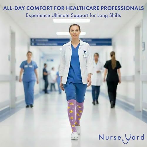 Image of Nurse Yard Compression Socks for Nurses - Women & Men - 20-30mmHg Graduated Compression, For Medical Staff, Athletes - 1 Pair