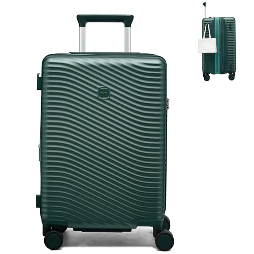 MILADA Expandable Carry On Luggage 20 Inch - Airline Approved Hardshell Suitcase with 8 Spinner Wheels, TSA Lock, Water-Resistant PC Shell, Lightweight & Durable for Travel, Blackish Green
