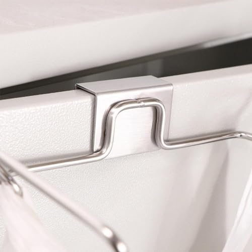 Image of Leadigol Over the Cabinet Garbage Bag Rack, Hanging Garbage Bags Holder Stainless Steel Trash Bag Holder Rack for Kitchen Cabinets Doors and Cupboards(Silver)