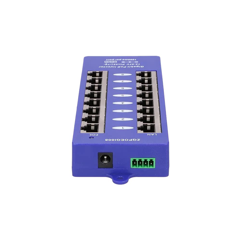 EXTRALINK Injecteur PoE - Plug & Play - Ethernet Gigabit - 8 Ports PoE+ - Fonctionnement Silencieux et Indicateur LED - Compact et Polyvalent pour Caméras IP, Téléphones VoIP, Points d'Accès - Mode B