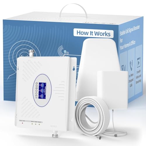 Cell Phone Booster for House, Band 2/4/5/25/66 Cell Phone Signal Booster Cell Booster Boost 3G 4G LTE 5G for Rogers, Fido, Telus, Bell Up to 5,000 sq.ft | ISED Approved