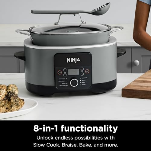 Ninja MC1001 Foodi PossibleCooker PRO 8.5 Quart Multi-Cooker, with 8-in-1 Slow Cooker, Dutch Oven, Steamer, Glass Lid Integrated Spoon, Nonstick, Oven Safe Pot to 500°F, Sea Salt Gray image 2