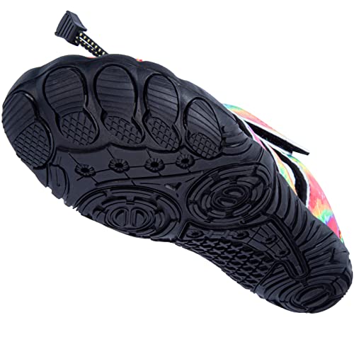 Women's Outdoor Hiking Sandals Comfortable Barefoot Aqua Sports Sandals Women Athletic Tie Dye Water Shoes Hook And Loop Straps For Beach Size 7.5 #TOP3