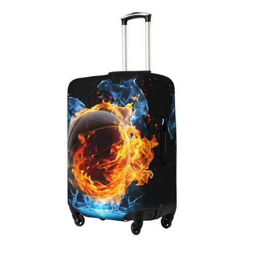 Fire and Water Basketball Travel Luggage Cover Elastic Suitcase Covers Washable Anti Scratch Luggage Dust Covers Protector, Fits 22-24 inch Luggage, M2